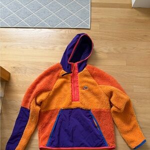 Nike Orange and Purple Women's Hoodie, half zip fleece loose fit, nwt